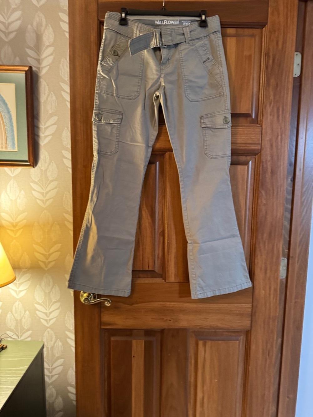 Wallflower Light Green Cargo Flare Pants with Belt